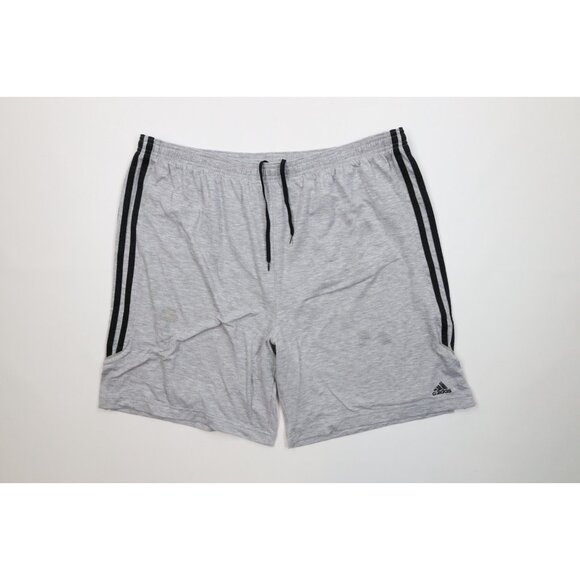 Vintage Y2K Adidas Mens XL Distressed Spell Out Striped Above Knee Shorts Gray - Picture 1 of 13